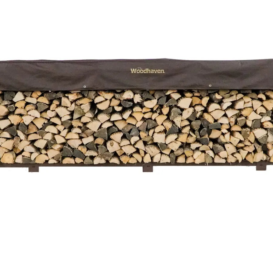 16 ft Firewood Rack Holds 1 Full Cord | Woodhaven Steel - Cordwood Covers