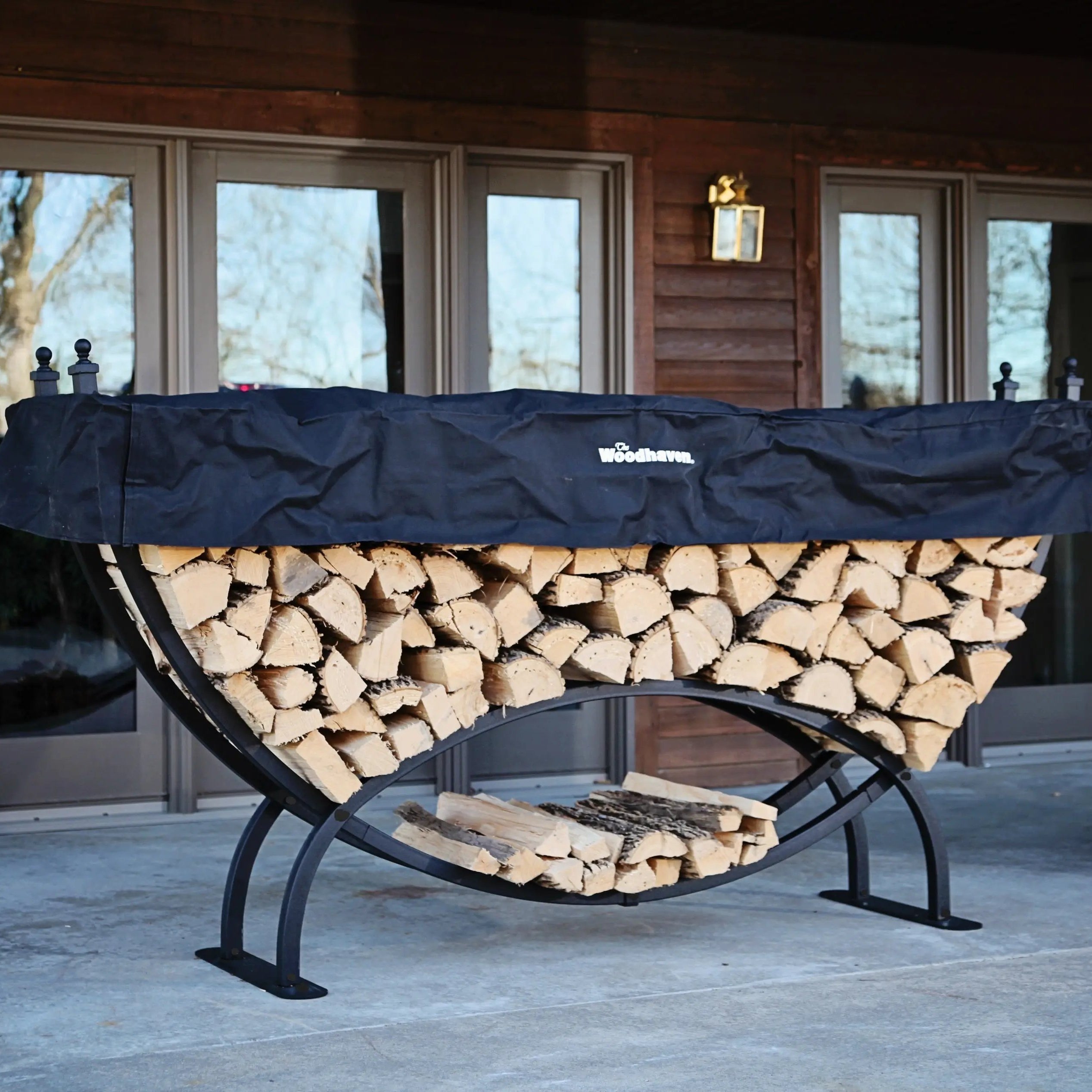 The Woodhaven 8' Large Crescent Firewood Rack The Woodhaven
