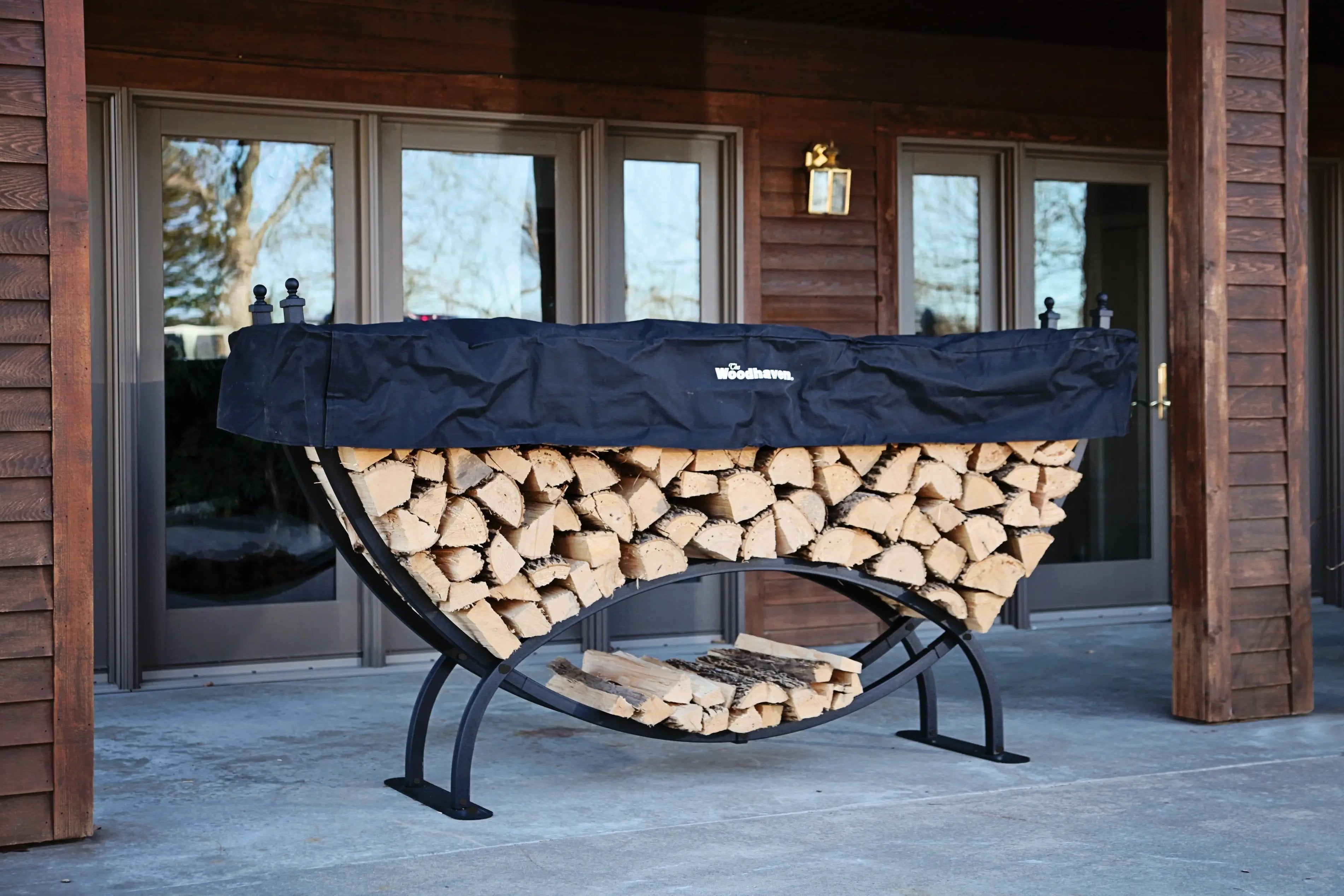 The Woodhaven 8' Large Crescent Firewood Rack The Woodhaven