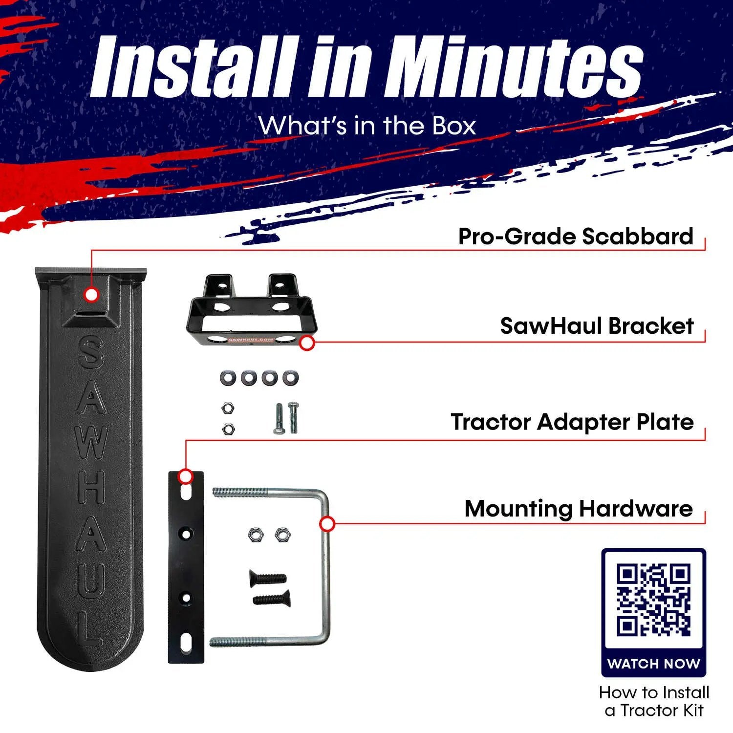 SawHaul Universal Chainsaw Carrier FIXED MOUNT for TRACTOR LOADER ARMS GearHaul