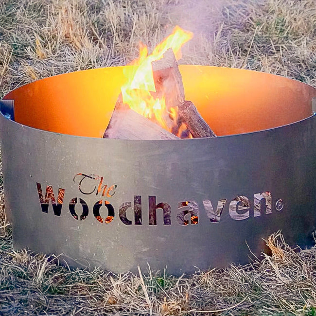 Portable Steel Fire Pit with Cooking Grate USA Made Woodhaven | Fire Pit | Cordwood Covers