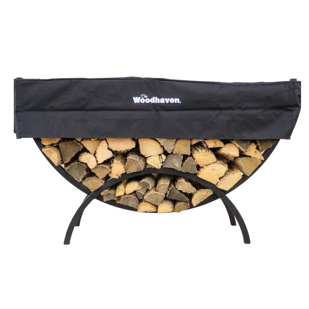 The Woodhaven 5ft Crescent Firewood Rack and Cover The Woodhaven