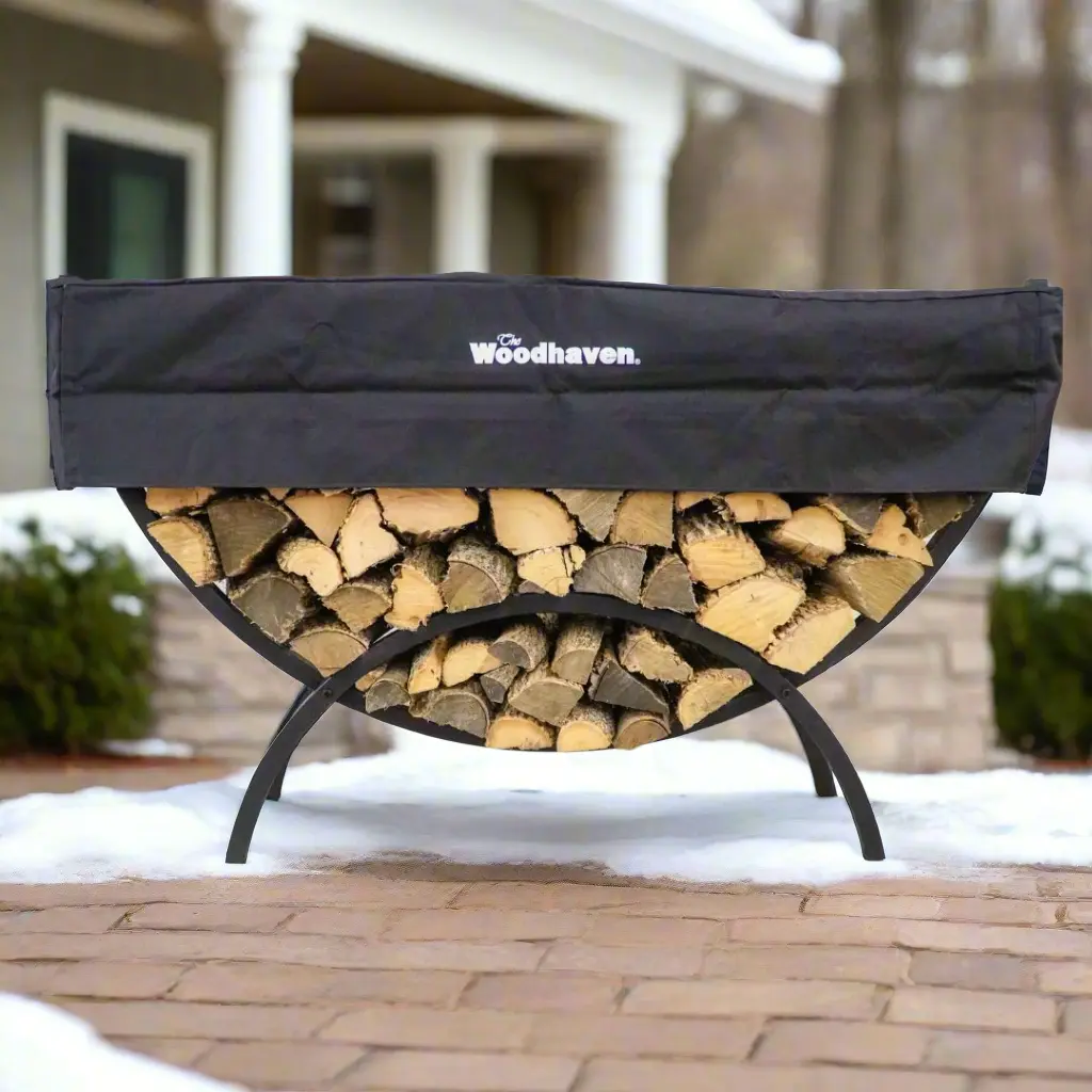 The Woodhaven 5ft Crescent Firewood Rack and Cover The Woodhaven