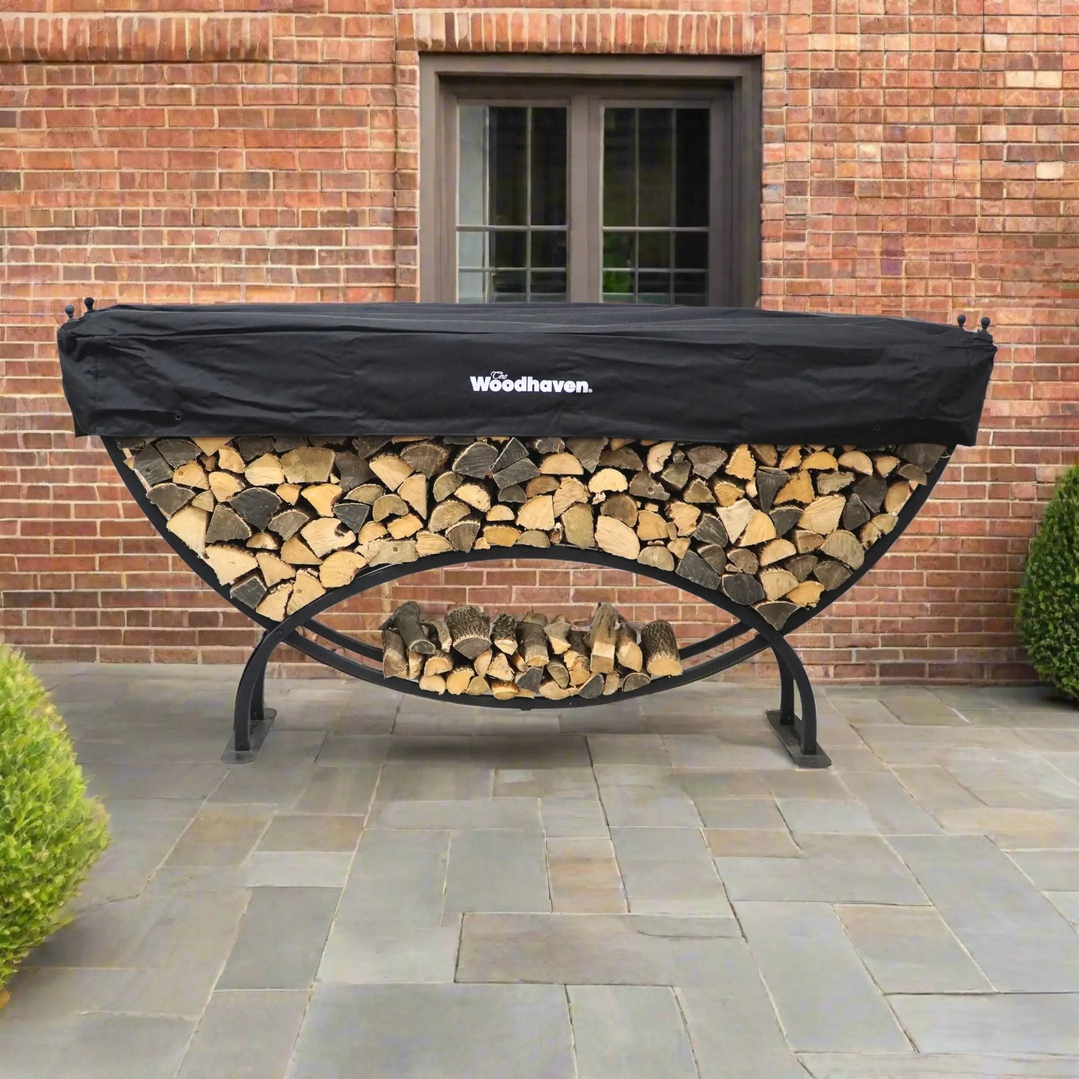 The Woodhaven 8' Large Crescent Firewood Rack – Cordwood Covers
