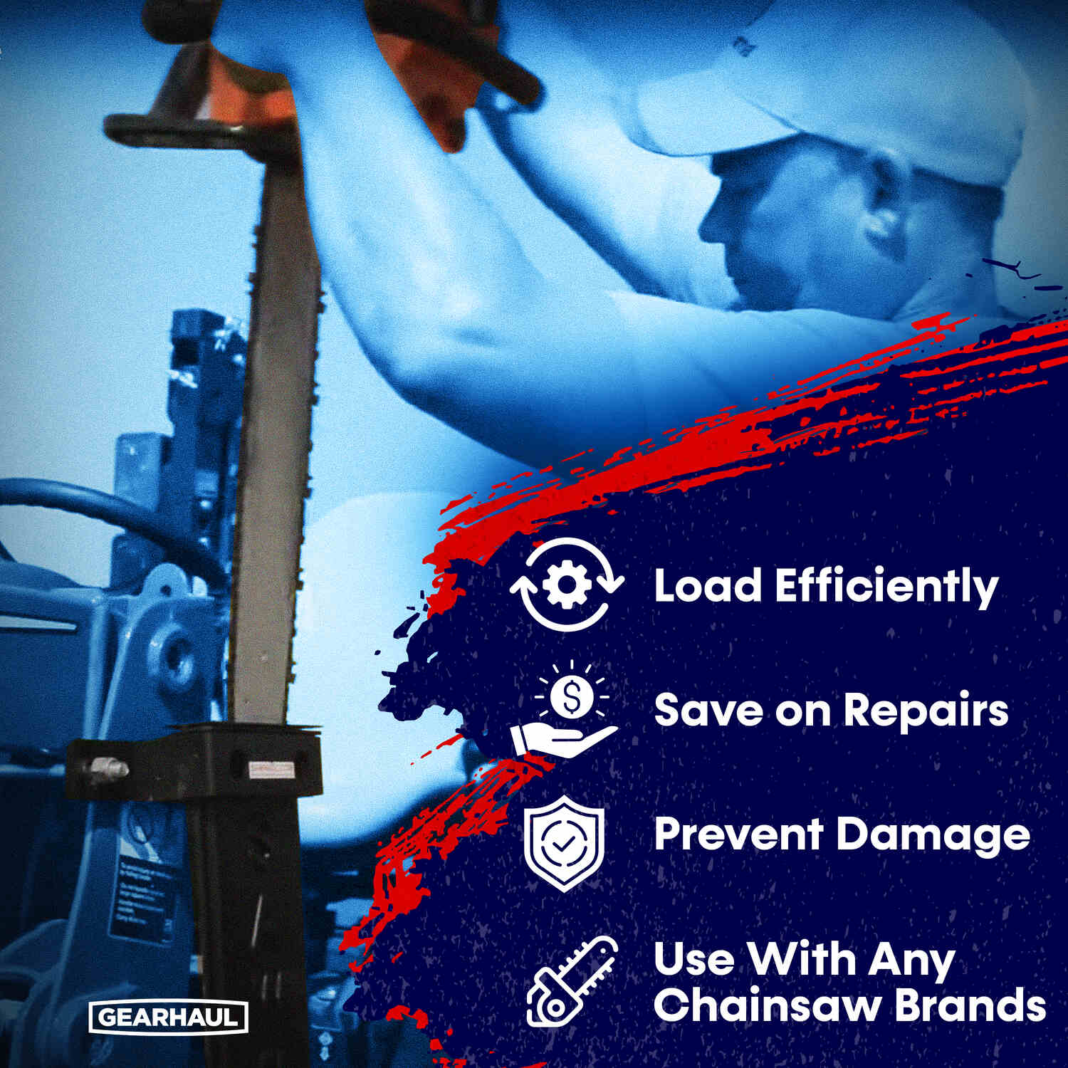 SawHaul Universal Chainsaw Carrier FIXED MOUNT for TRACTOR LOADER ARMS GearHaul