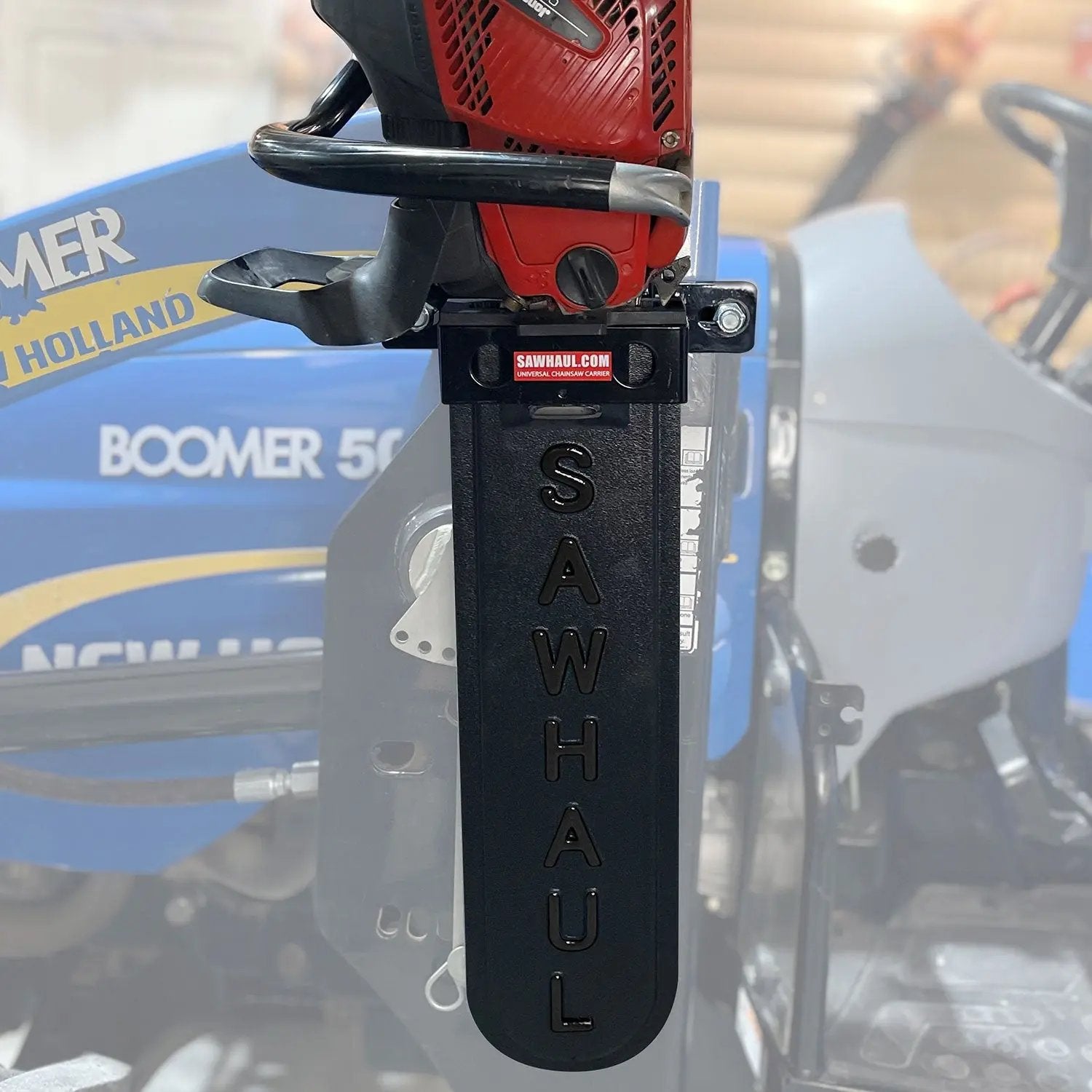 SawHaul Universal Chainsaw Carrier FIXED MOUNT for TRACTOR LOADER ARMS GearHaul