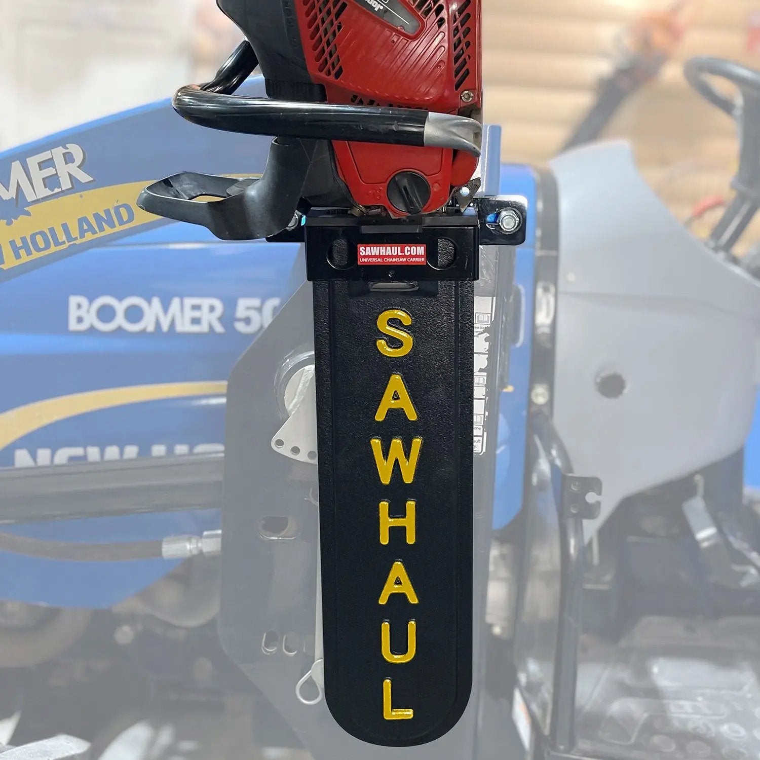 SawHaul Universal Chainsaw Carrier FIXED MOUNT for TRACTOR LOADER ARMS GearHaul
